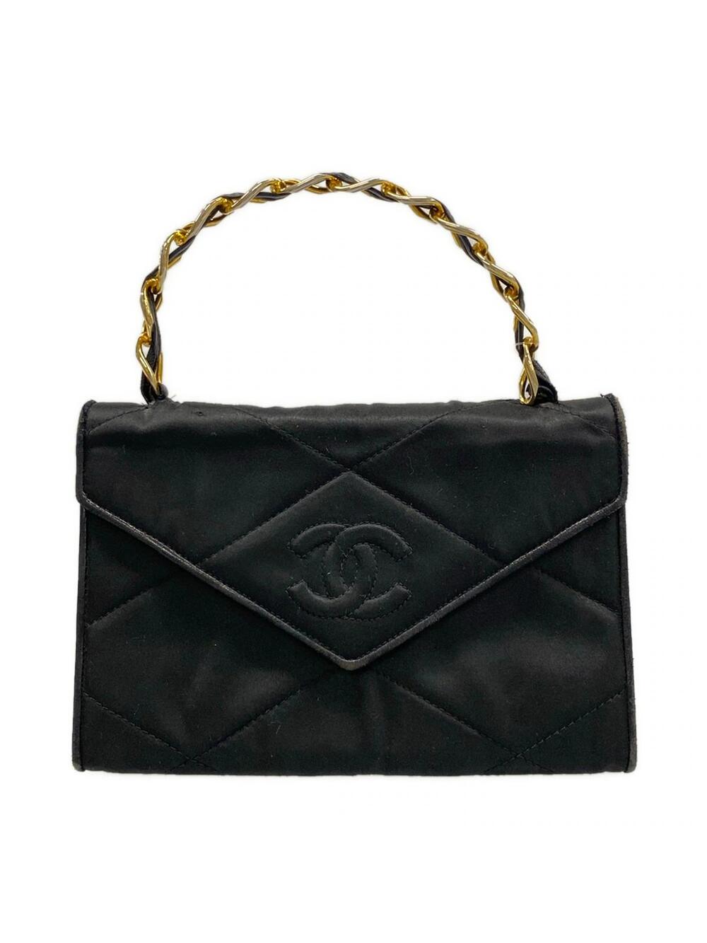 Chanel Black Satin Handbag Gold #306351C15B